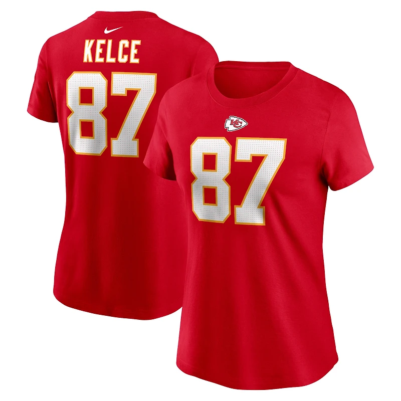 T-shirt Nike Travis Kelce rouge avec nom et numéro de joueur des Chiefs Kansas City pour femme