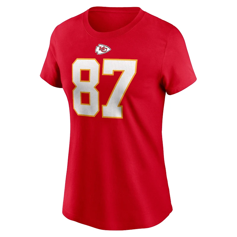 T-shirt Nike Travis Kelce rouge avec nom et numéro de joueur des Chiefs Kansas City pour femme