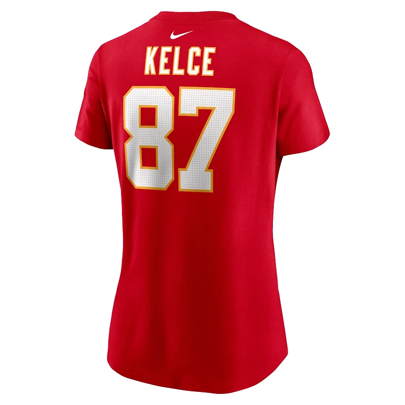 Women's Nike Travis Kelce Red Kansas City Chiefs Player Name & Number T-Shirt
