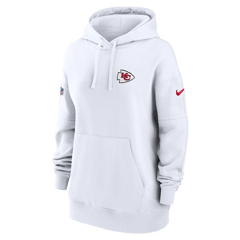 Women's Nike White Kansas City Chiefs 2023 Sideline Club Fleece Pullover Hoodie