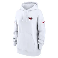 Women's Nike White Kansas City Chiefs 2023 Sideline Club Fleece Pullover Hoodie