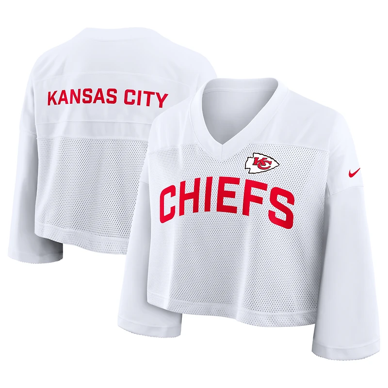 Maillot court Nike blanc Kansas City Chiefs en maille Dri-FIT pour femme