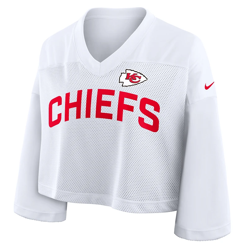 Maillot court Nike blanc Kansas City Chiefs en maille Dri-FIT pour femme