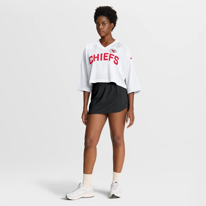 Women's Nike White Kansas City Chiefs Cropped Mesh Dri-FIT Fashion Jersey