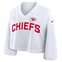 Women's Nike White Kansas City Chiefs Cropped Mesh Dri-FIT Fashion Jersey