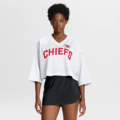 Women's Nike White Kansas City Chiefs Cropped Mesh Dri-FIT Fashion Jersey