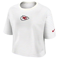 T-shirt court rayé jaune/crème Nike Kansas City Chiefs pour femme
