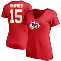 Women's Patrick Mahomes Red Kansas City Chiefs Player Icon Name & Number V-Neck T-Shirt