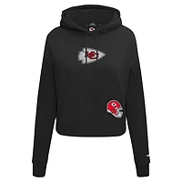 Sweat à capuche court imprimé de bijoux Pro Standard pour femme, noir, Kansas City Chiefs