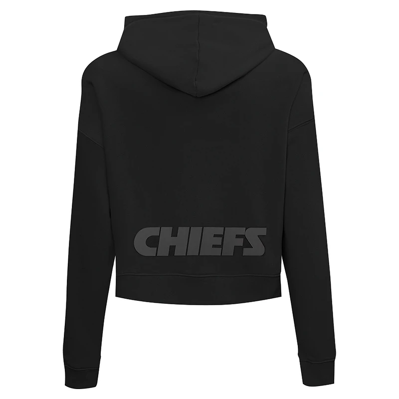Sweat à capuche court imprimé de bijoux Pro Standard pour femme, noir, Kansas City Chiefs