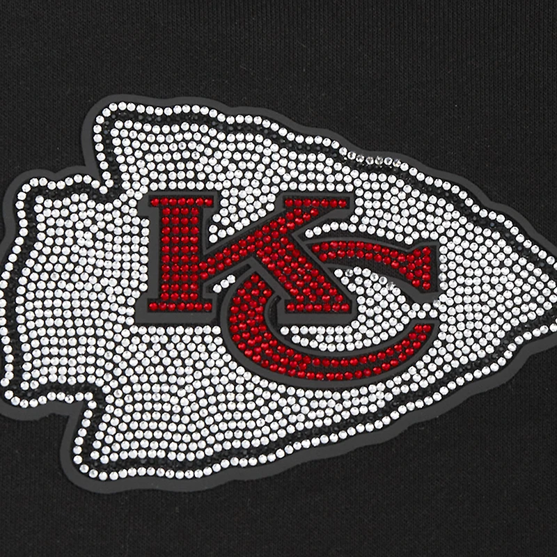 Sweat à capuche court imprimé de bijoux Pro Standard pour femme, noir, Kansas City Chiefs