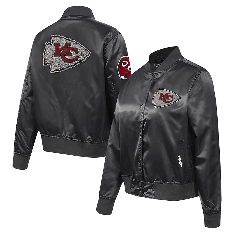 Women's Pro Standard Black Kansas City Chiefs Jeweled Satin Full-Snap Jacket