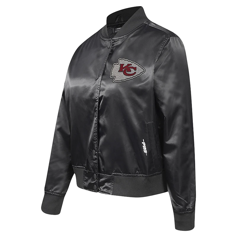Veste à boutons-pression en satin ornée de bijoux Pro Standard pour femme des Kansas City Chiefs, noire