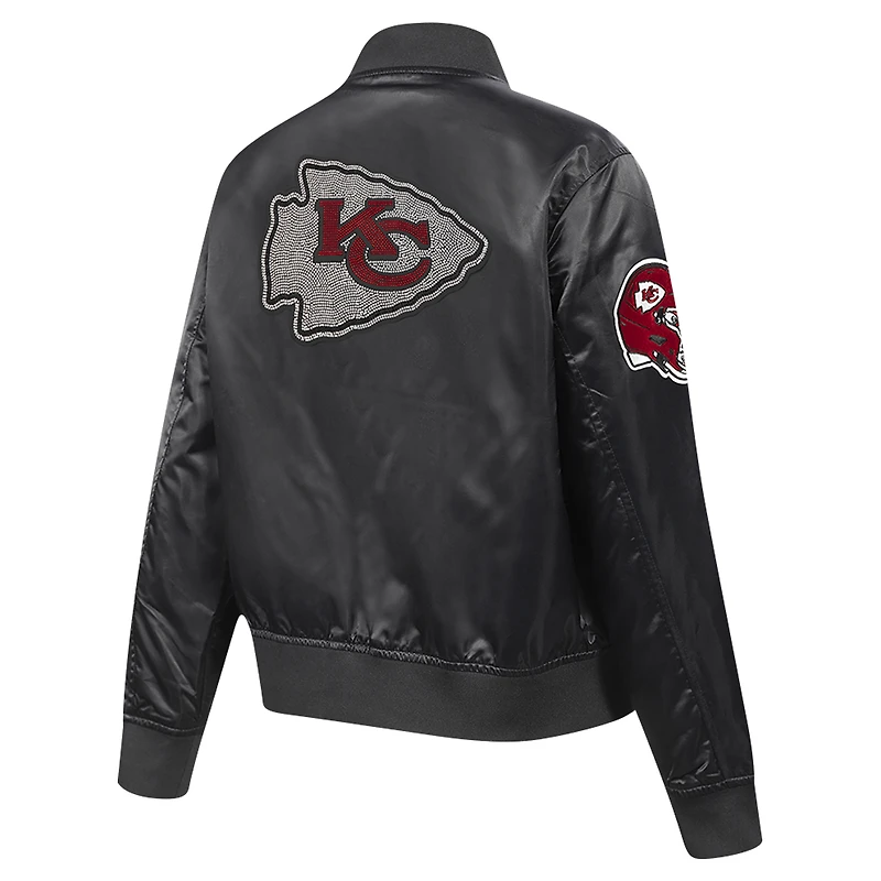 Veste à boutons-pression en satin ornée de bijoux Pro Standard pour femme des Kansas City Chiefs, noire
