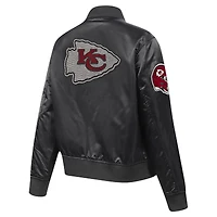 Veste à boutons-pression en satin ornée de bijoux Pro Standard pour femme des Kansas City Chiefs, noire
