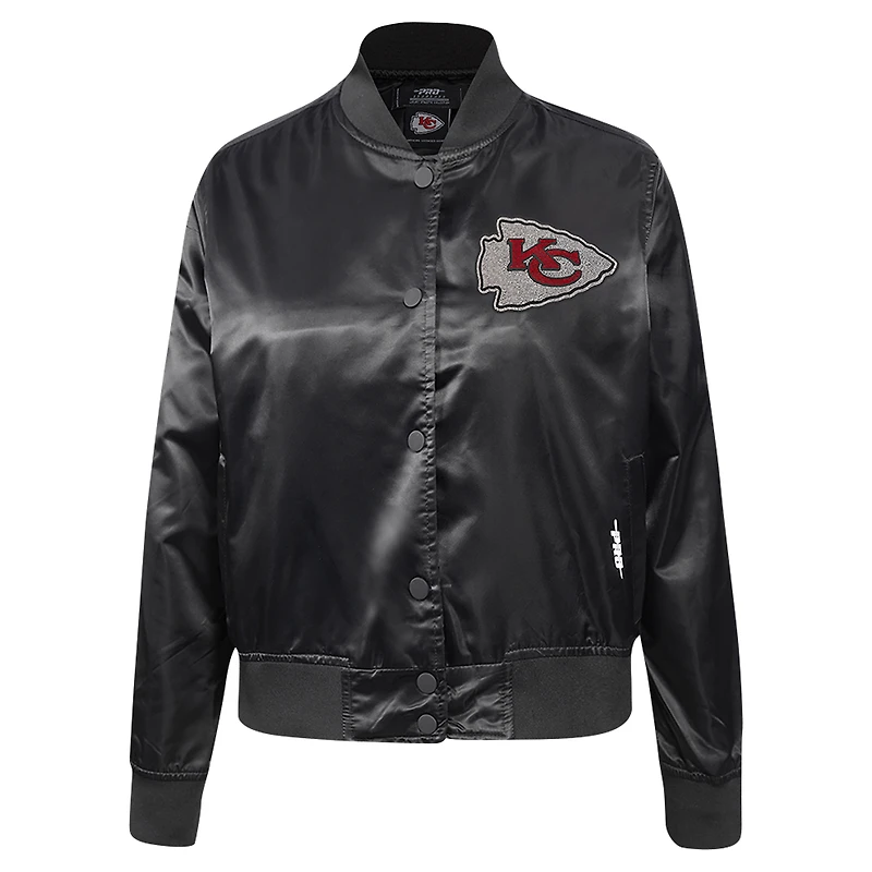 Veste à boutons-pression en satin ornée de bijoux Pro Standard pour femme des Kansas City Chiefs, noire