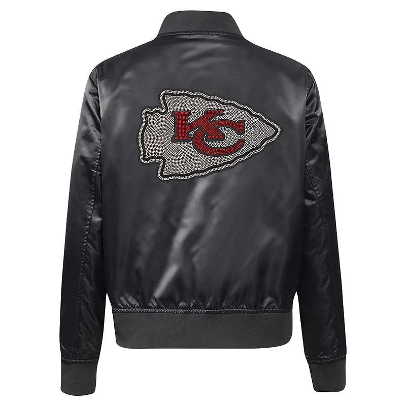 Veste à boutons-pression en satin ornée de bijoux Pro Standard pour femme des Kansas City Chiefs, noire
