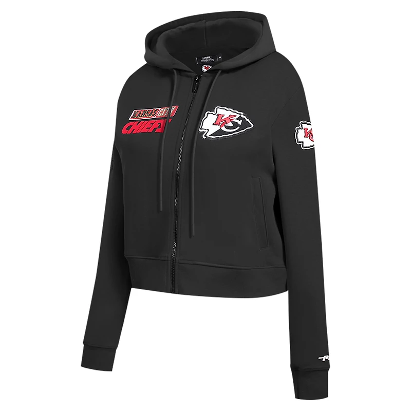 Women's Pro Standard Black Kansas City Chiefs Split Logo Full-Zip Hoodie