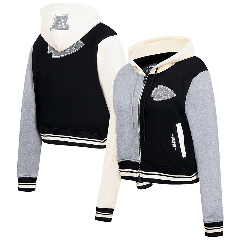 Sweat à capuche zippé en French Terry Reverse Colorblock Pro Standard pour femme, gris, Kansas City Chiefs