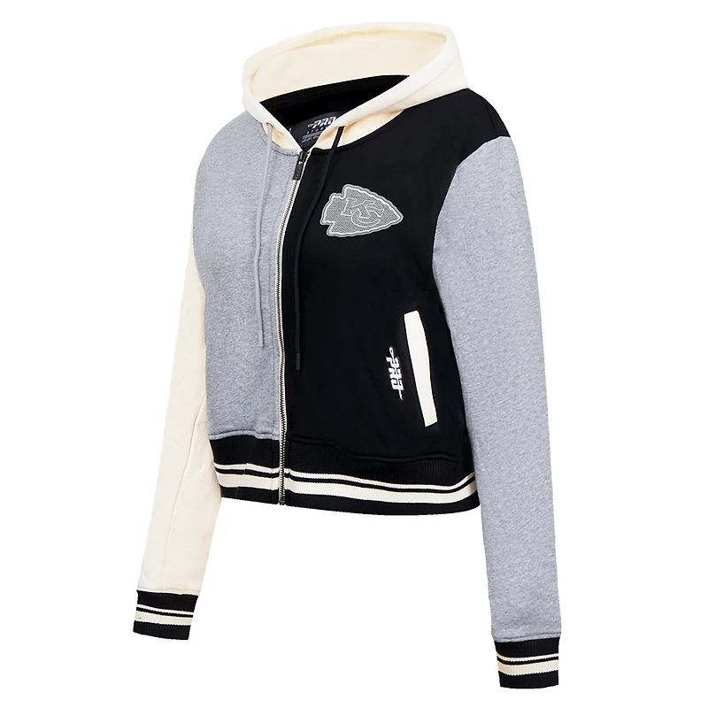 Sweat à capuche zippé en French Terry Reverse Colorblock Pro Standard pour femme, gris, Kansas City Chiefs