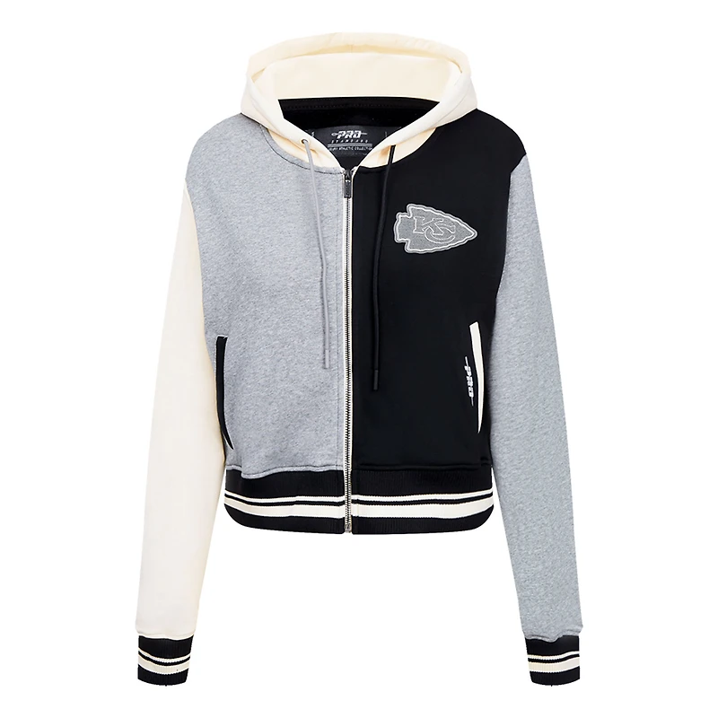 Sweat à capuche zippé en French Terry Reverse Colorblock Pro Standard pour femme, gris, Kansas City Chiefs