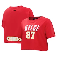 T-shirt court et carré pour femme Pro Standard Travis Kelce avec nom numéro de joueur des Kansas City Chiefs