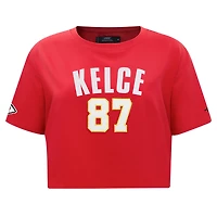 T-shirt court et carré pour femme Pro Standard Travis Kelce avec nom numéro de joueur des Kansas City Chiefs