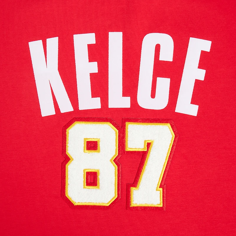 T-shirt court et carré pour femme Pro Standard Travis Kelce avec nom numéro de joueur des Kansas City Chiefs