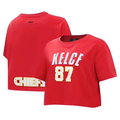 T-shirt court et carré pour femme Pro Standard Travis Kelce avec nom numéro de joueur des Kansas City Chiefs