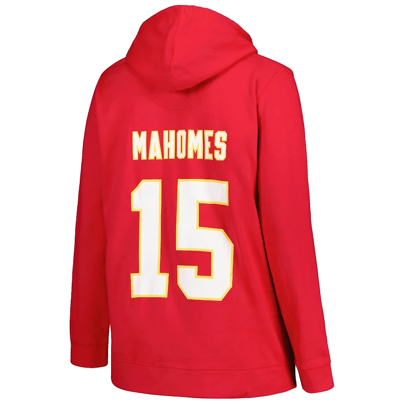 Profil pour femme Patrick Mahomes Rouge Kansas City Chiefs Grande taille Nom et numéro du joueur Sweat à capuche