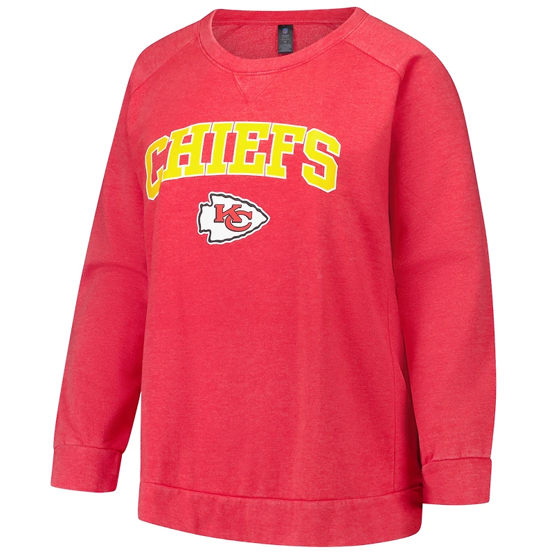 Women's Profile Red Kansas City Chiefs Plus Acid Wash Raglan Sweatshirt