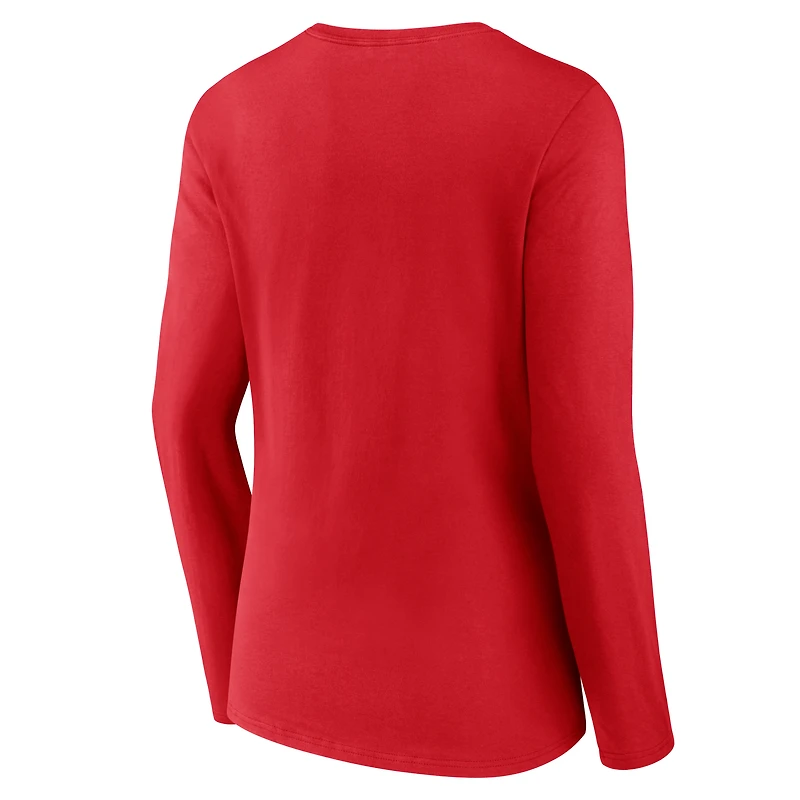 Women's Red Kansas City Chiefs Hustle Long Sleeve V-Neck T-Shirt