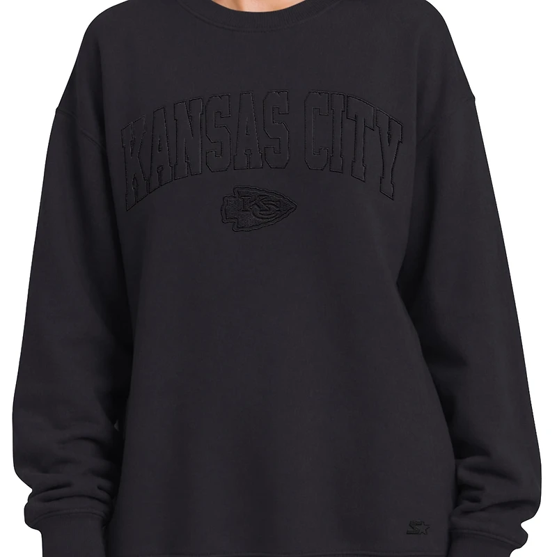 Women's Starter Black Kansas City Chiefs Athleisure Oversized Fleece Sweatshirt