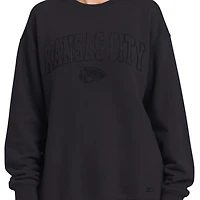 Women's Starter  Black Kansas City Chiefs Athleisure Oversized Fleece Sweatshirt