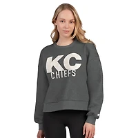 Women's Starter  Heather Gray Kansas City Chiefs Show Up Cropped Fleece Pullover Sweatshirt
