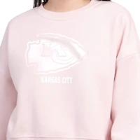 Sweat-shirt en polaire Starter rose clair pour femme, Kansas City Chiefs, motif pastels, coupe carrée