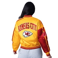 Veste courte en satin à boutons-pression pour femme Zone Blitz des Chiefs de Kansas City rouge/or