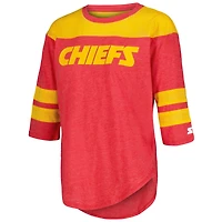 Women's Starter Red Kansas City Chiefs Fullback Tri-Blend 3/4-Sleeve T-Shirt