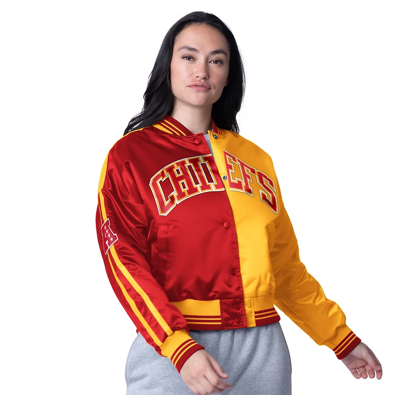 Women's Starter Red Kansas City Chiefs Zone Blitz Cropped Varsity Full-Snap Jacket