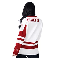 T-shirt à manches longues lacets pour femme Starter White Kansas City Chiefs Hat Trick