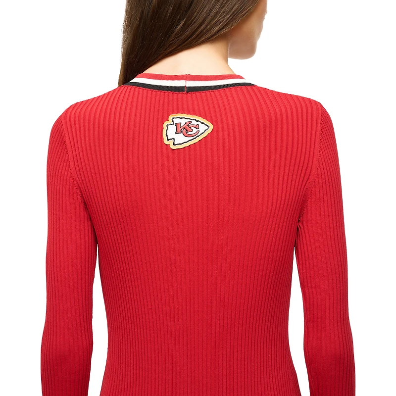 Women's STAUD Red Kansas City Chiefs Shoko Knit Button-Up V-Neck Sweater Dress