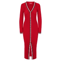 Women's STAUD Red Kansas City Chiefs Shoko Knit Button-Up V-Neck Sweater Dress