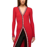 Women's STAUD Red Kansas City Chiefs Shoko Knit Button-Up V-Neck Sweater Dress