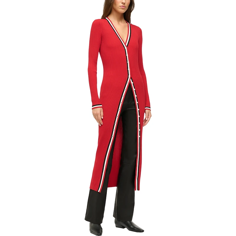 Women's STAUD Red Kansas City Chiefs Shoko Knit Button-Up V-Neck Sweater Dress