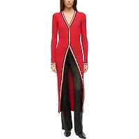 Robe pull boutonnée à col en V tricot Shoko rouge pour femme STAUD Kansas City Chiefs