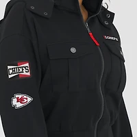 Women's WEAR by Erin Andrews  Black Kansas City Chiefs Tri-Blend Patch Pocket Cropped Full-Zip Bomber Hoodie Jacket