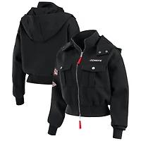 Women's WEAR by Erin Andrews  Black Kansas City Chiefs Tri-Blend Patch Pocket Cropped Full-Zip Bomber Hoodie Jacket