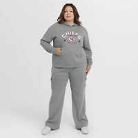 Ensemble lounge pour femme WEAR by Erin Andrews Gray Kansas City Chiefs, grande taille, en maille gaufrée, composé d'un haut à capuche manches longues et pantalon.