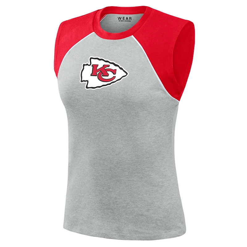 Women's WEAR by Erin Andrews  Heather Gray Kansas City Chiefs Cropped Raglan Tank Top