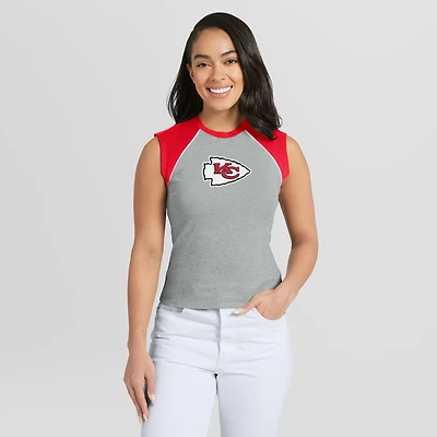 Women's WEAR by Erin Andrews  Heather Gray Kansas City Chiefs Cropped Raglan Tank Top